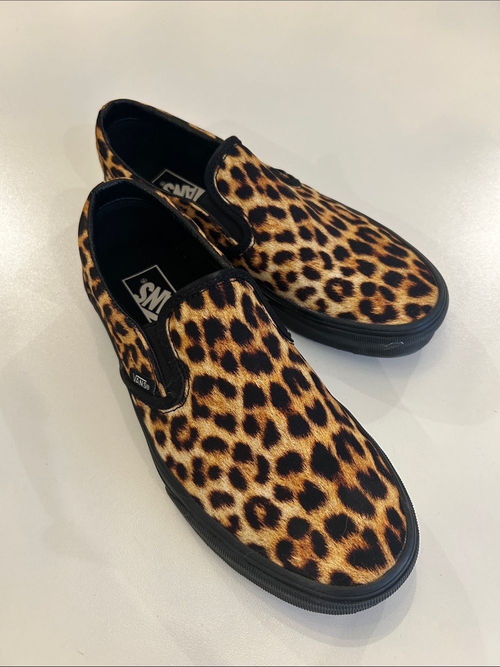 Vans Slip-On Sneakers in Leopard Print Black Trim